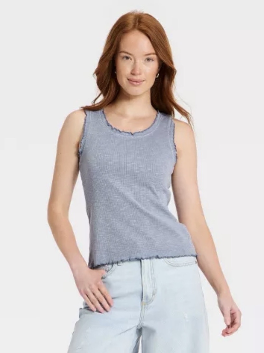 Universal Thread Women's Ruffle Heirloom Tank Top Blue Large